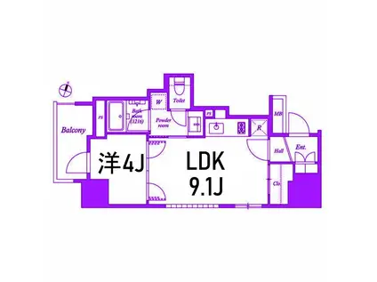 MARKS横浜戸部(1LDK/7階)の間取り写真