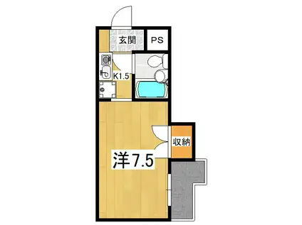 カティII(ワンルーム/2階)の間取り写真