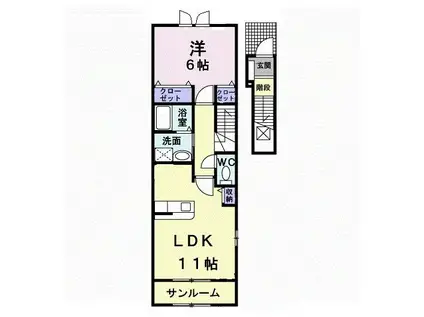 クラージュII(1LDK/2階)の間取り写真