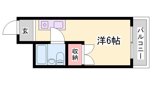 パラディッソコート(1K/5階)の間取り写真