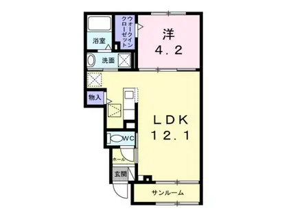 シュタイン・フルス(1LDK/1階)の間取り写真