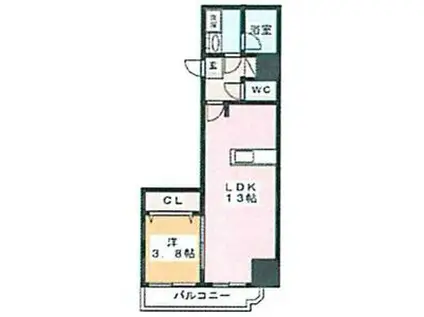 ラグゼナ浄心(1LDK/3階)の間取り写真