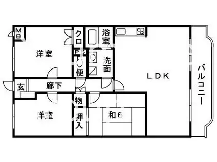 ウィスタリアII(3LDK/2階)の間取り写真