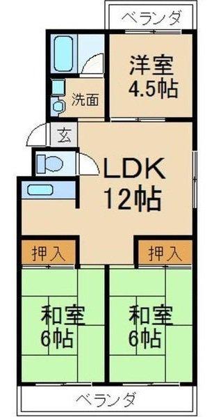ヨシダ旭ハイツ(3LDK/3階)の間取り写真