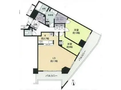 キャピタルマークタワー(2LDK/35階)の間取り写真