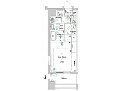DIPS神楽坂(1K/2階)の間取り写真