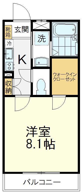 ウエスト VILLAGE 弐番館(1K/2階)の間取り写真