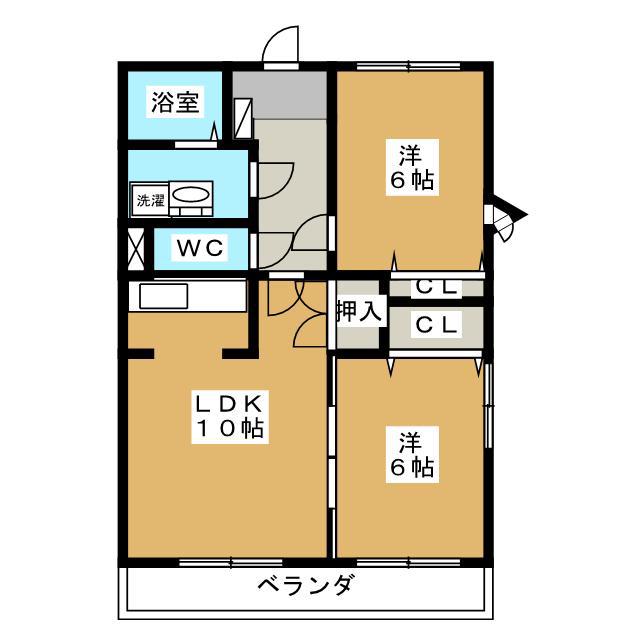 ハイツ駒形通(2LDK/3階)の間取り写真