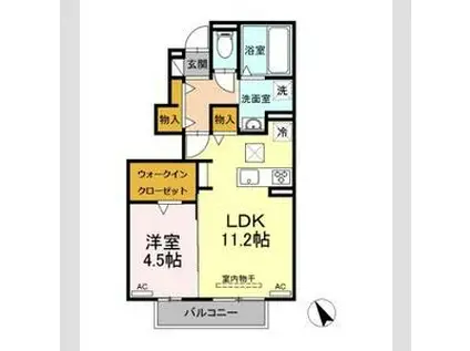 アぺーゴ A(1LDK/1階)の間取り写真