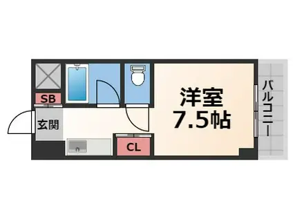 エクセルシオール長田(ワンルーム/9階)の間取り写真