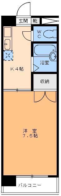 アメニティー味酒(1K/4階)の間取り写真