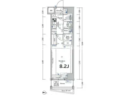 XEBEC平和島II(1K/2階)の間取り写真