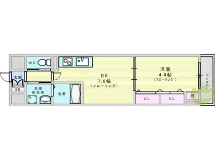 パークフラッツ新大阪(1DK/9階)の間取り写真