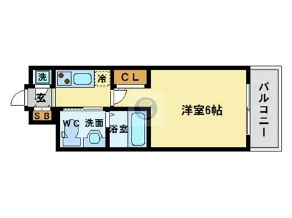 エスリード福島ウエスト(1K/9階)の間取り写真