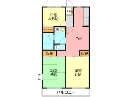 パ-クサイドマンション(3DK/2階)の間取り写真
