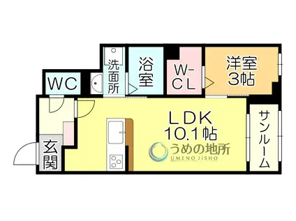 タリスマン(1LDK/1階)の間取り写真