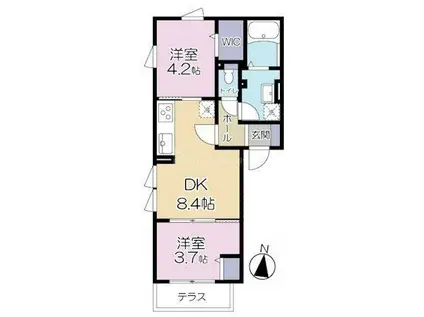 ルート清澄(2DK/1階)の間取り写真