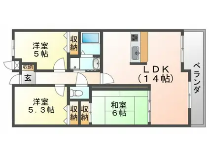 アビタシオン橋本II(3LDK/6階)の間取り写真