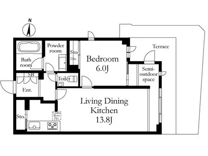 アヴェニール宮崎台(1LDK/1階)の間取り写真