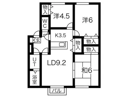 ローヤルハイツ米里(3LDK/1階)の間取り写真