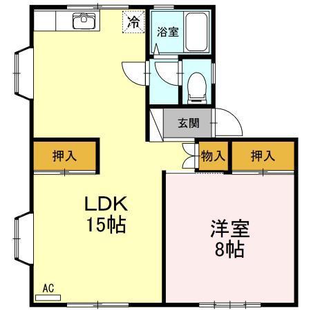 アメニティ津志田B(1LDK/1階)の間取り写真