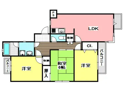 ドムールアヤメ(3LDK/2階)の間取り写真