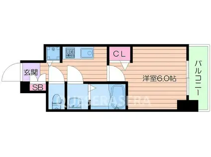 アクアプレイス天王寺II(1K/9階)の間取り写真