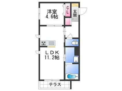 シャーメゾン山吹(1LDK/2階)の間取り写真