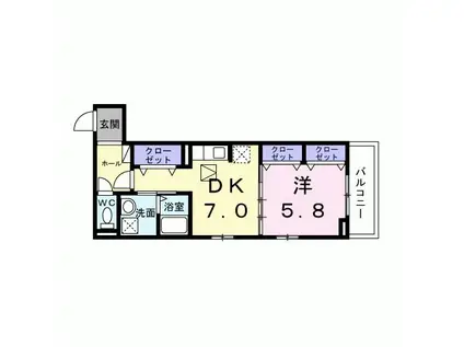 ヒカルサ京都梅津東(1DK/1階)の間取り写真