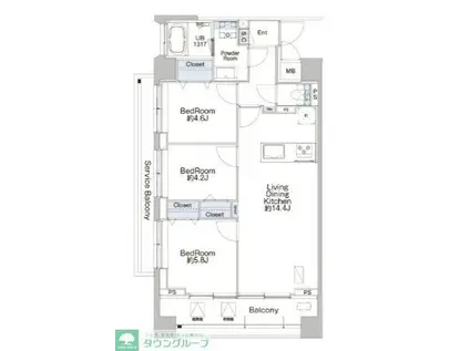 プロシード池上(3LDK/3階)の間取り写真