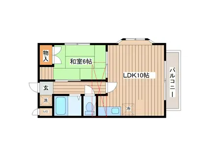 ハイネスK(1LDK/2階)の間取り写真