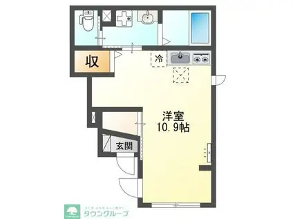 ホクレア(ワンルーム/1階)の間取り写真