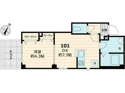 ZOO STREET 池之端(1DK/1階)の間取り写真