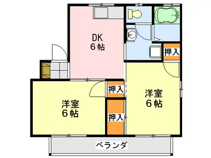 サンルート トスエル(2DK/1階)の間取り写真