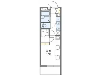 レオパレスミズホII(1K/3階)の間取り写真