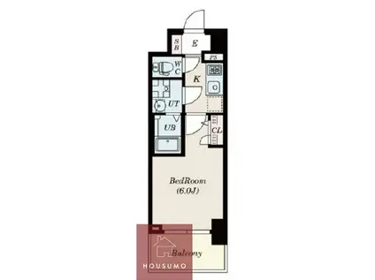 エスリードレジデンス大阪グランノースI(1K/2階)の間取り写真