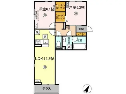 SERENVITA MATSUSHIRO(2LDK/3階)の間取り写真