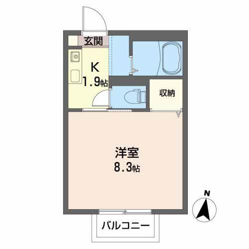 カオリーモ境田 A(1K/1階)の間取り写真