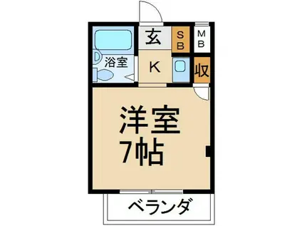 マンションサンフィールド(1K/2階)の間取り写真