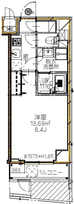 S-RESIDENCE新宿イースト(1K/5階)の間取り写真