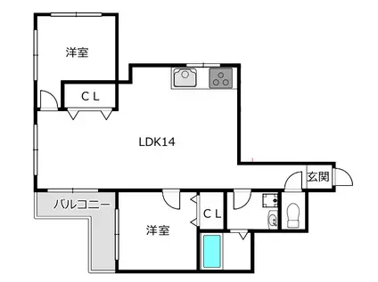 ホームガーデンひたち(2LDK/4階)の間取り写真