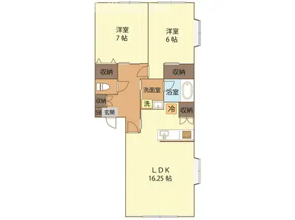 サンシティハイツ(2LDK/1階)の間取り写真