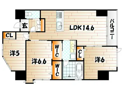 GRACE HAPISA 西小倉 RESIDENCE(3LDK/5階)の間取り写真