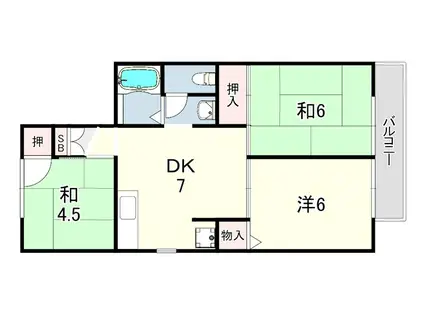 ジュネス北六甲(3DK/2階)の間取り写真