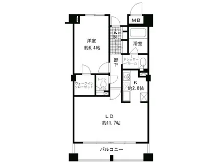 ガーネットコート四谷(1LDK/9階)の間取り写真