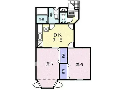 エトワール IV(2DK/1階)の間取り写真