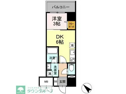 ゲートレジデンス鶴見(1DK/4階)の間取り写真