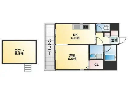 F-CUBE 1ST TOYONAKA(1DK/5階)の間取り写真
