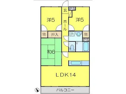 原田第二ビル(3LDK/3階)の間取り写真