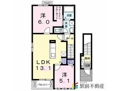 プリィエドック K(2LDK/2階)の間取り写真